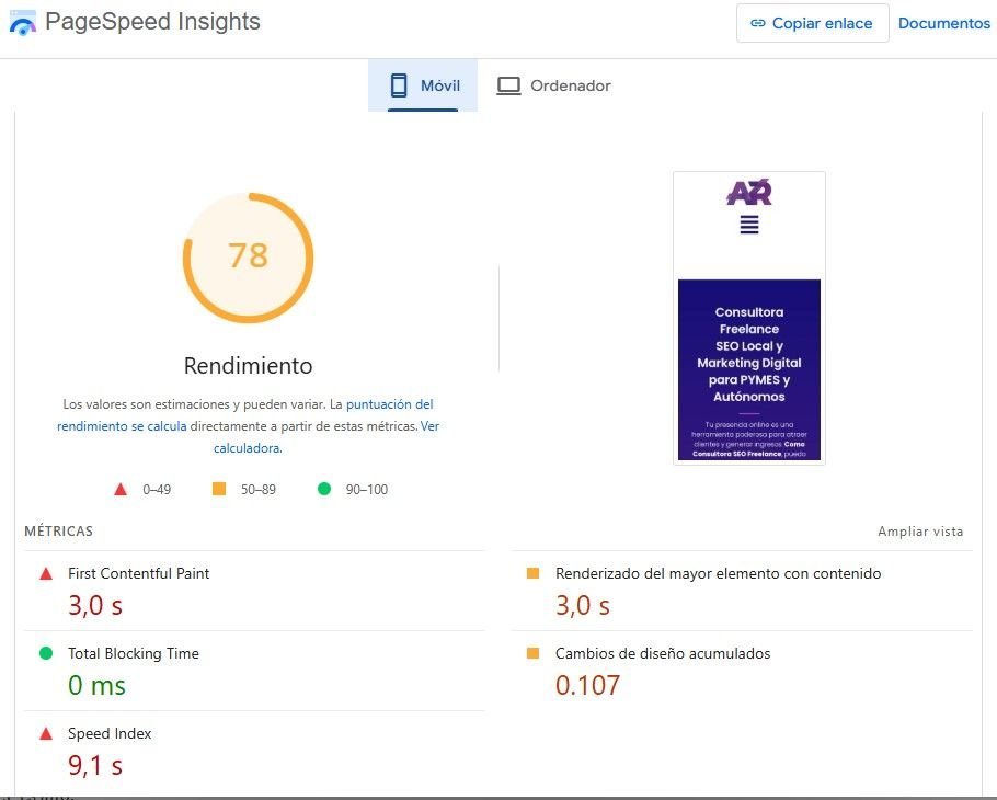 WPO web y velocidad: el factor SEO que Google vigila como un halcón 2 page speed insights - CWV - Adela Ruiz