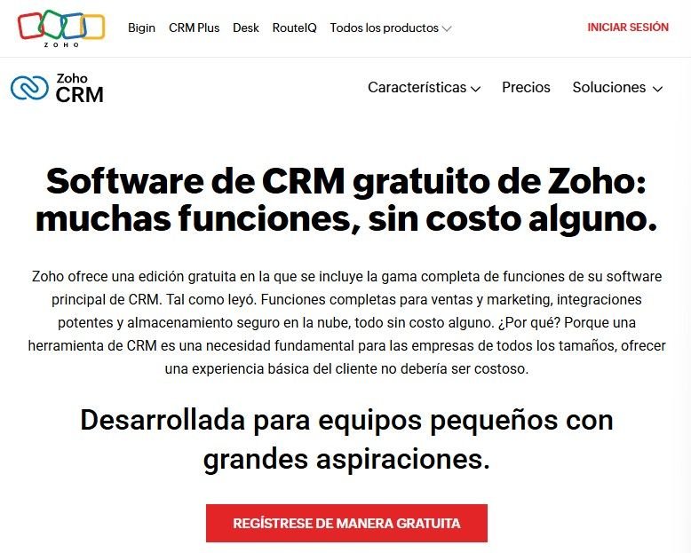 ¿Cuál es el mejor CRM gratis para pymes y autónomos? 2 Zoho - CRM gratis para pymes y autónomos - Adela Ruiz