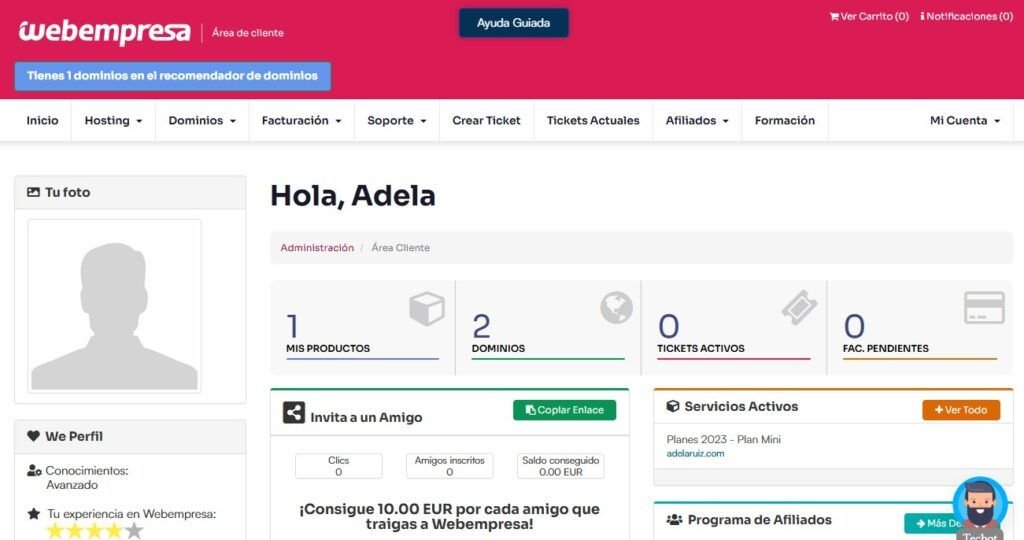 Guía para crear nombre de correo electrónico profesional 2 Guía para crear tu nombre de correo electrónico profesional con Webempresa- panel de control - Adela Ruiz